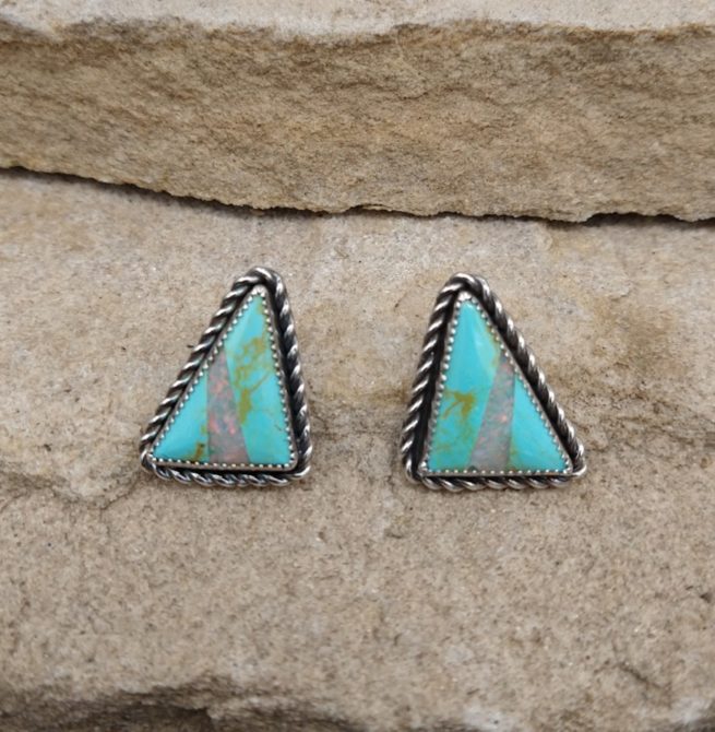 Baja Turquoise and Gilson Opal Rope Studs